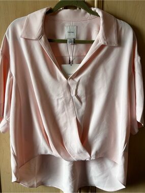 Calvin Klein Women's Light Pink Wrap Style Draped Blouse NWT size S